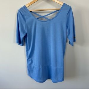 Columbia Workout Top Blue Laced Back Size Medium